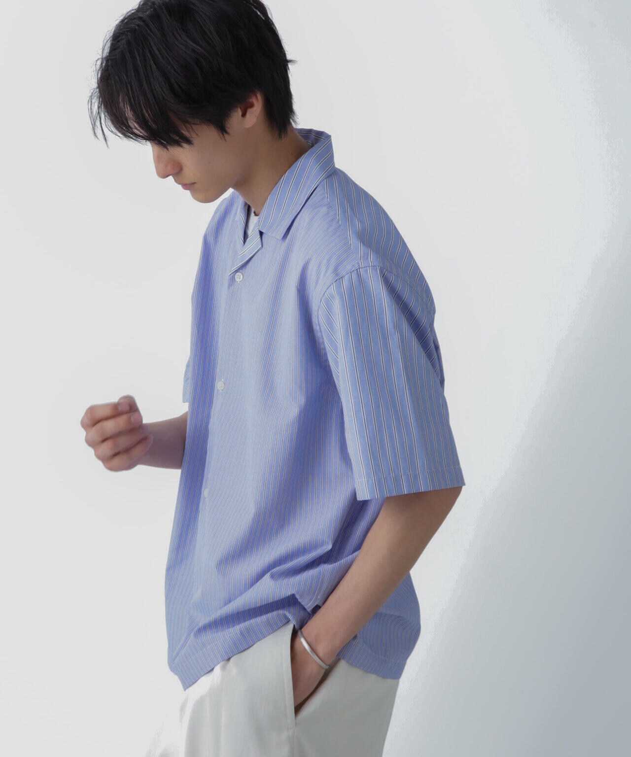 ストライプコンビ ハーフスリーブシャツ 6684221201