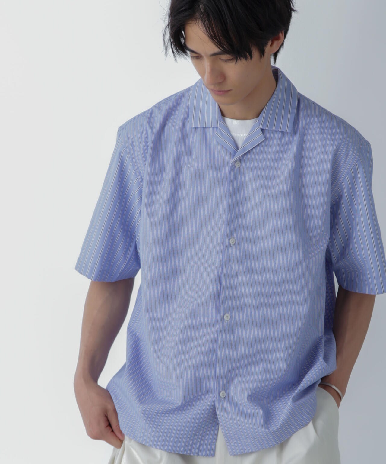 ストライプコンビ ハーフスリーブシャツ 6684221201