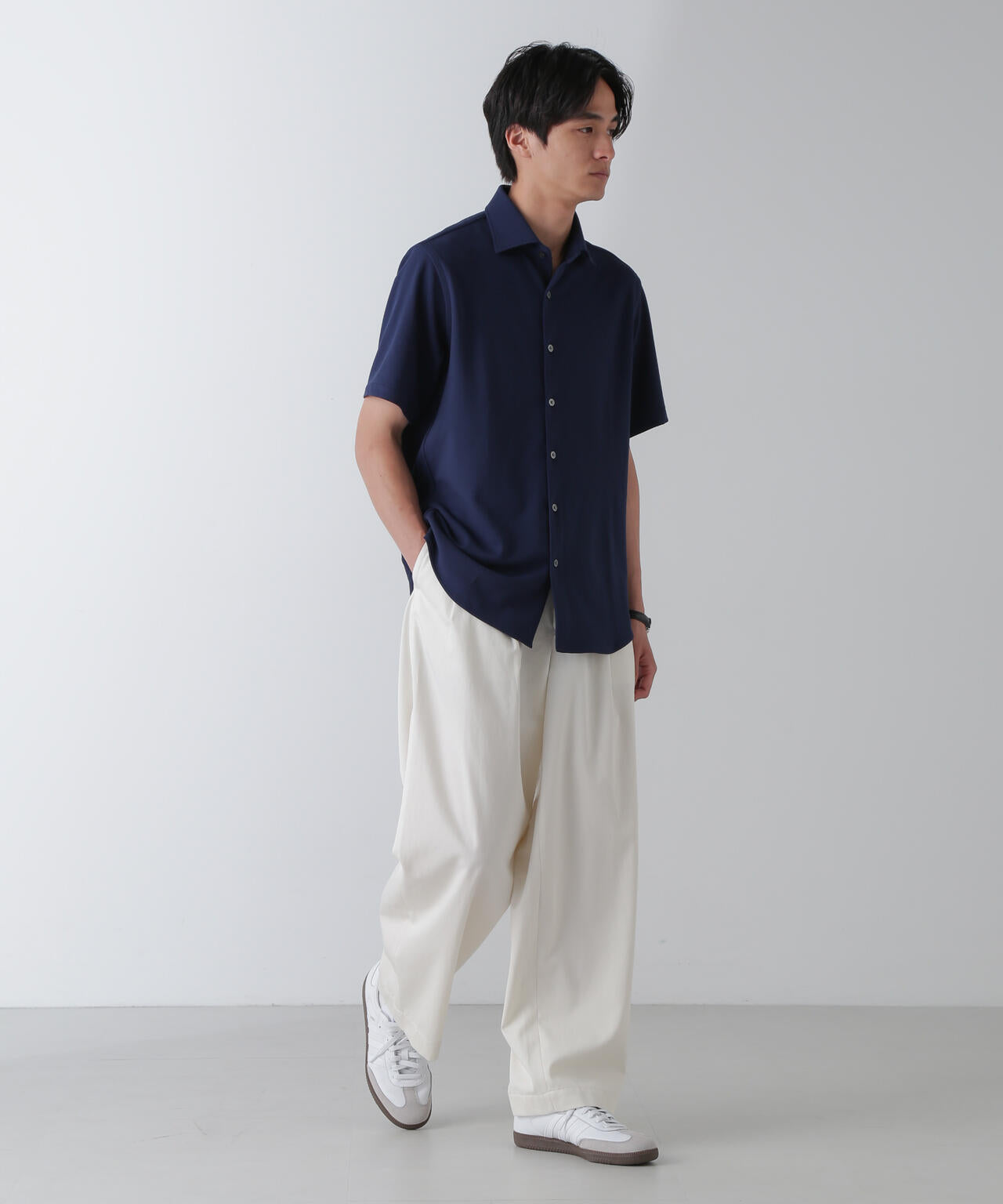 「N SHIRTS」AQUA RHYTHM(R)鹿の子シャツ 半袖 6684221202
