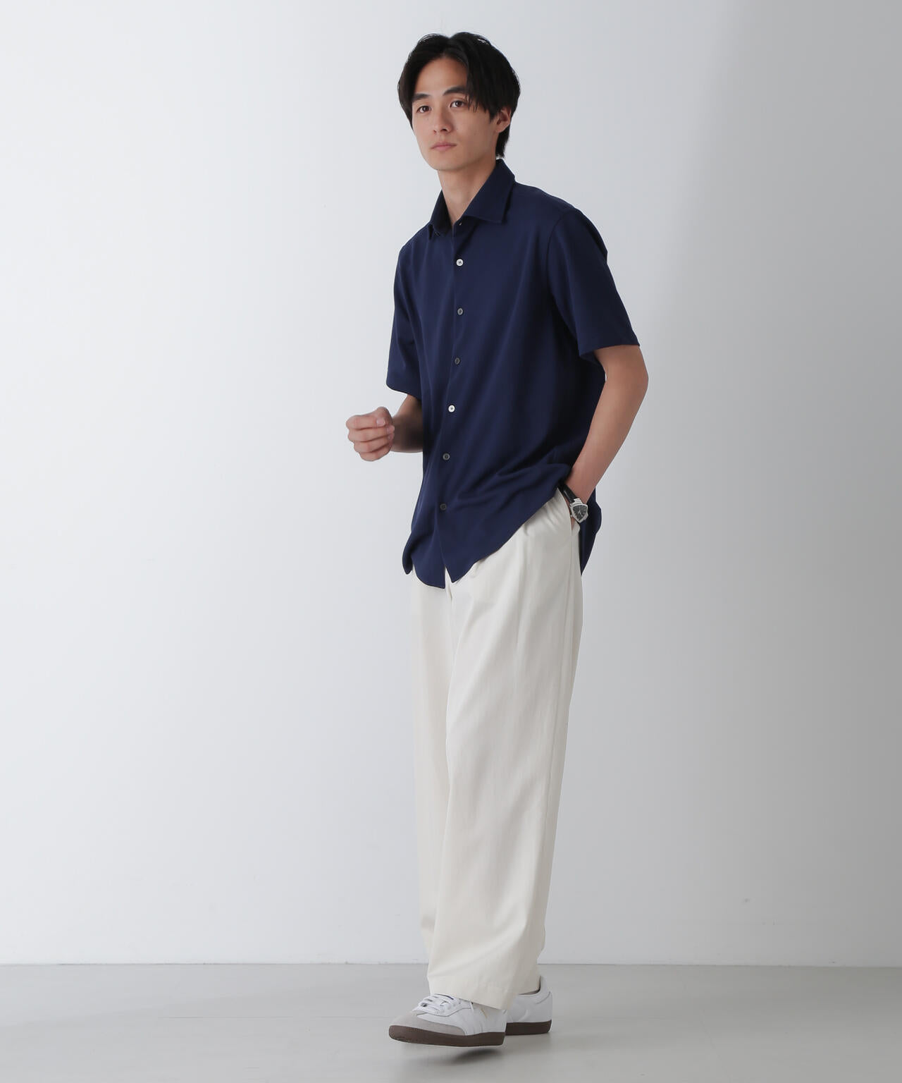 「N SHIRTS」AQUA RHYTHM(R)鹿の子シャツ 半袖 6684221202