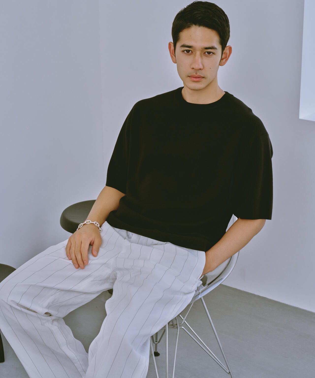 14ゲージミラノリブニット クルーネック 半袖(手洗い可能) 6684222204