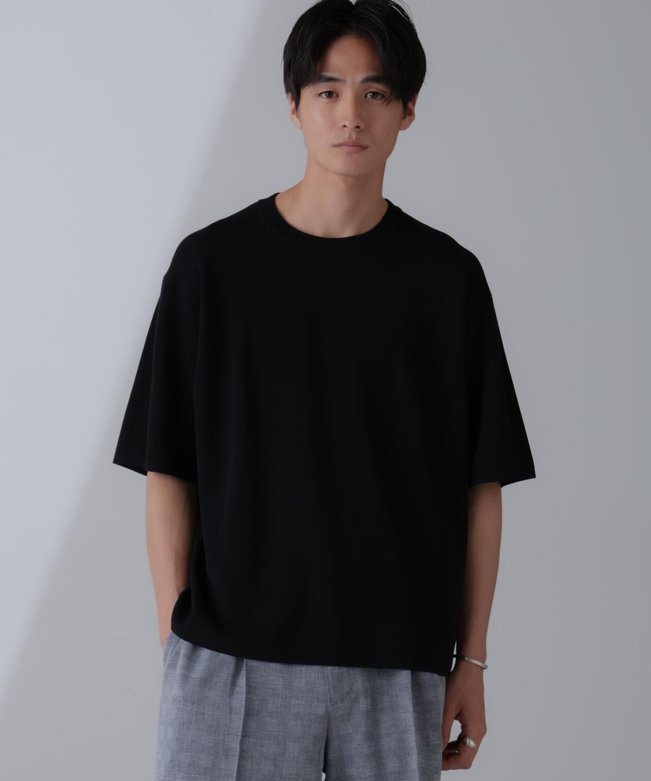 14ゲージミラノリブニット クルーネック 半袖(手洗い可能) 6684222204