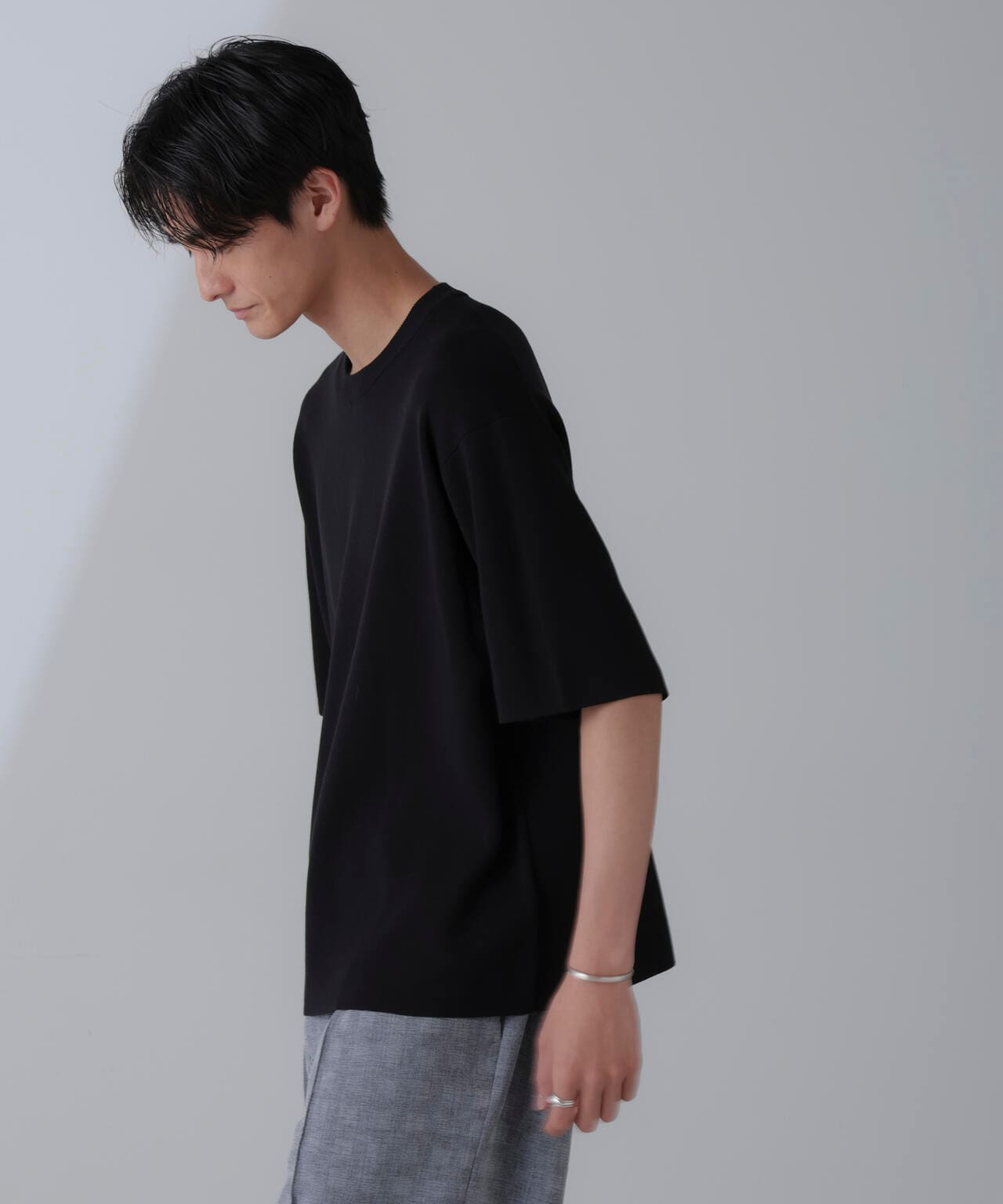 14ゲージミラノリブニット クルーネック 半袖(手洗い可能) 6684222204