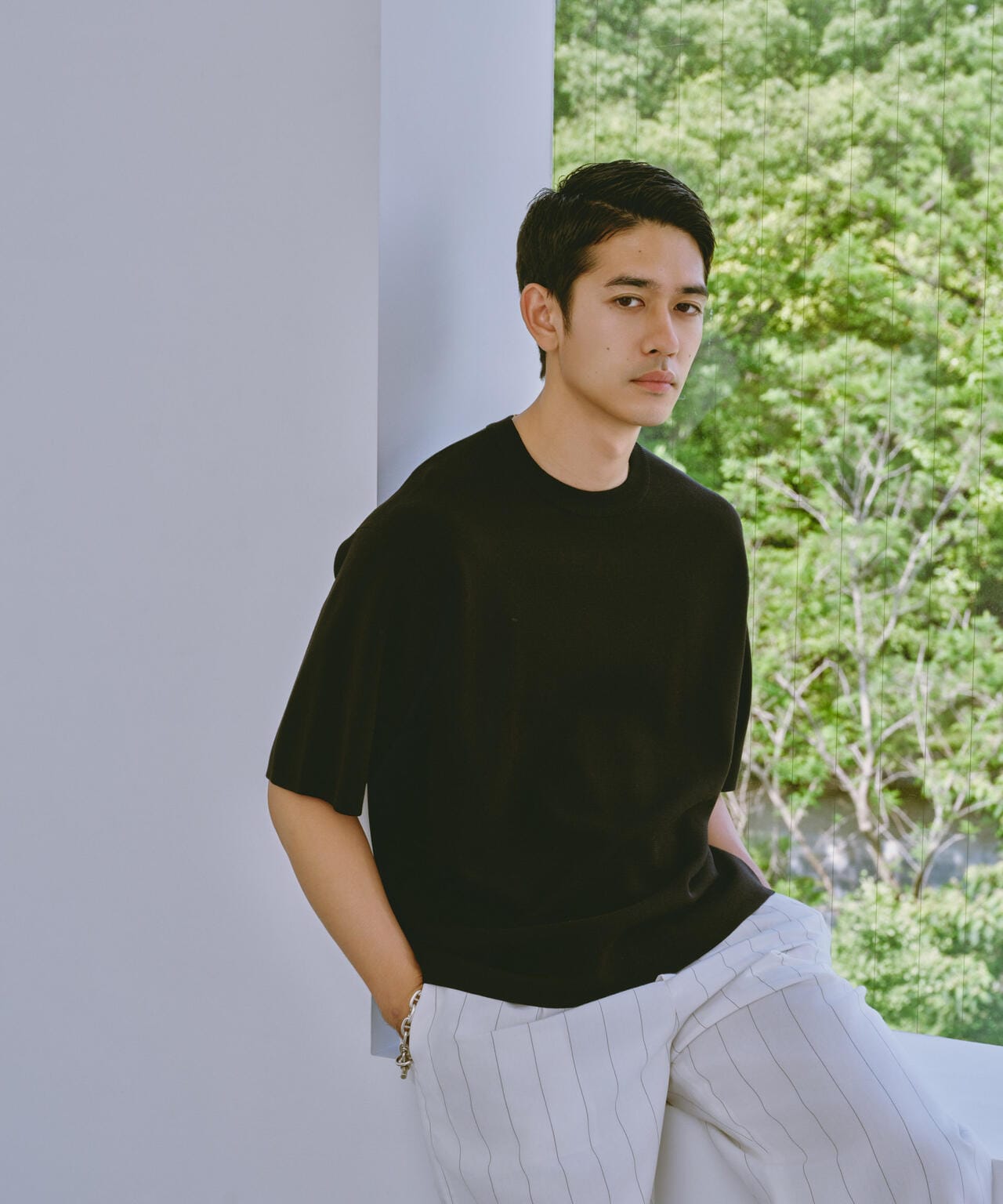 14ゲージミラノリブニット クルーネック 半袖(手洗い可能) 6684222204