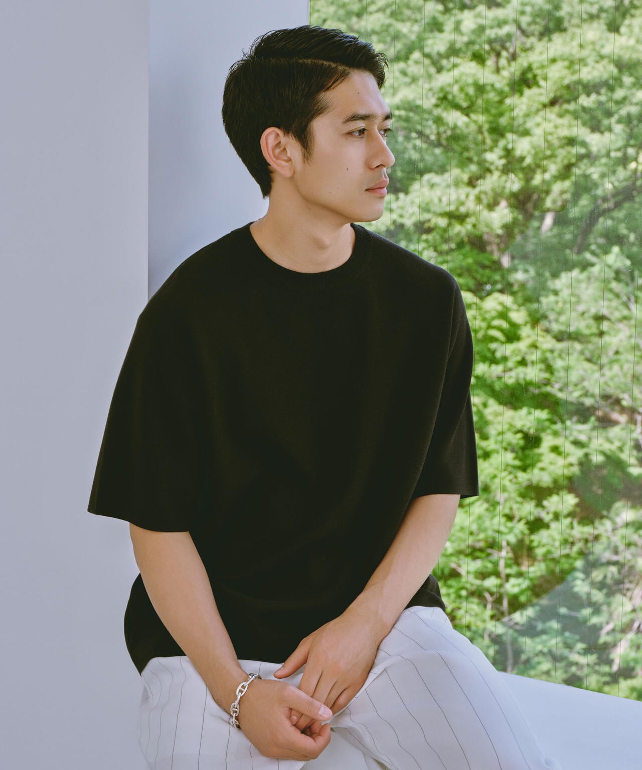 14ゲージミラノリブニット クルーネック 半袖(手洗い可能) 6684222204