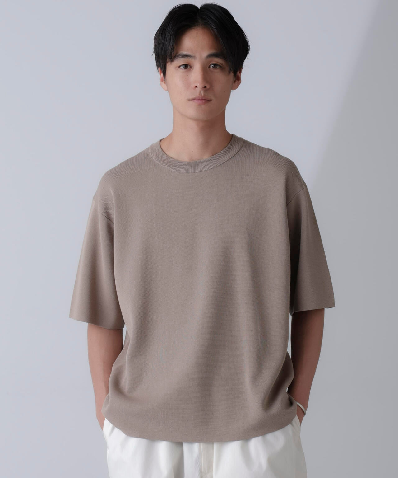 14ゲージミラノリブニット クルーネック 半袖(手洗い可能) 6684222204