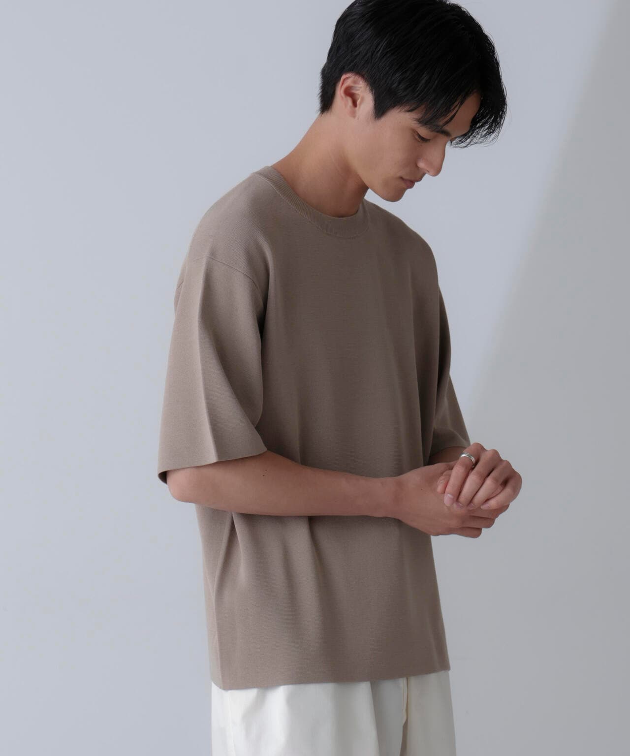 14ゲージミラノリブニット クルーネック 半袖(手洗い可能) 6684222204