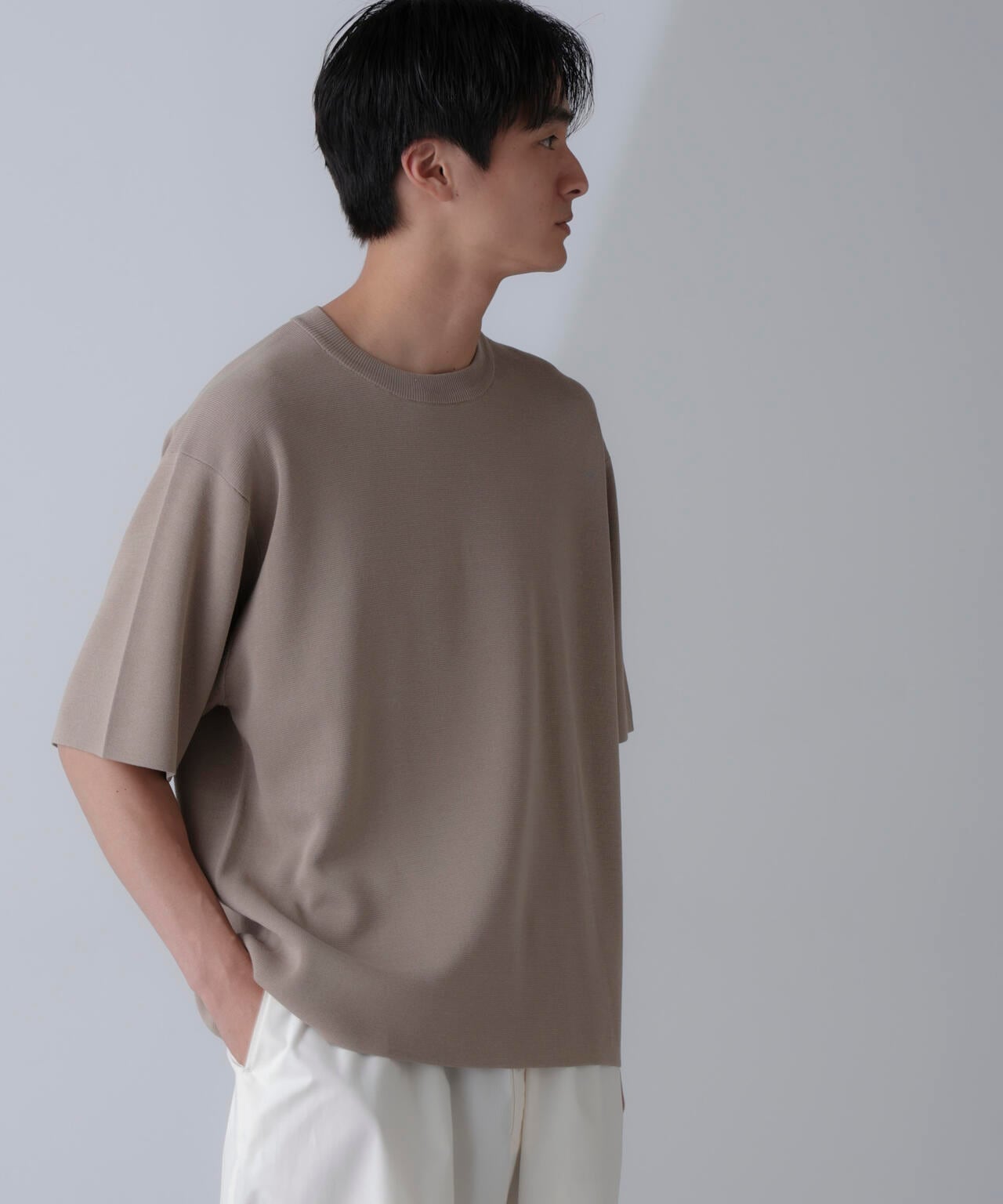 14ゲージミラノリブニット クルーネック 半袖(手洗い可能) 6684222204