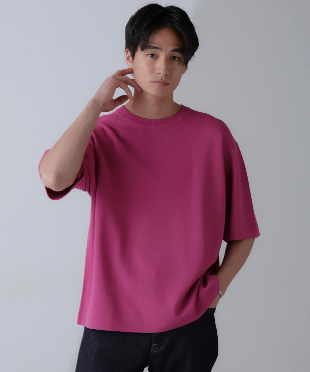 14ゲージミラノリブニット クルーネック 半袖(手洗い可能) 6684222204