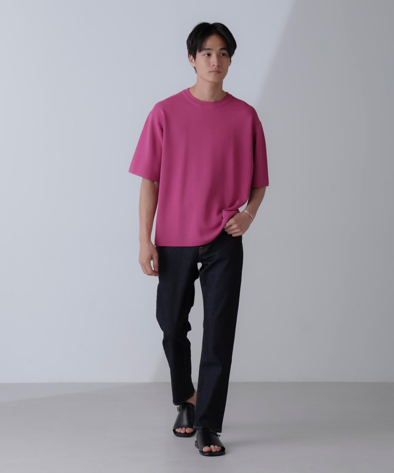 14ゲージミラノリブニット クルーネック 半袖(手洗い可能) 6684222204