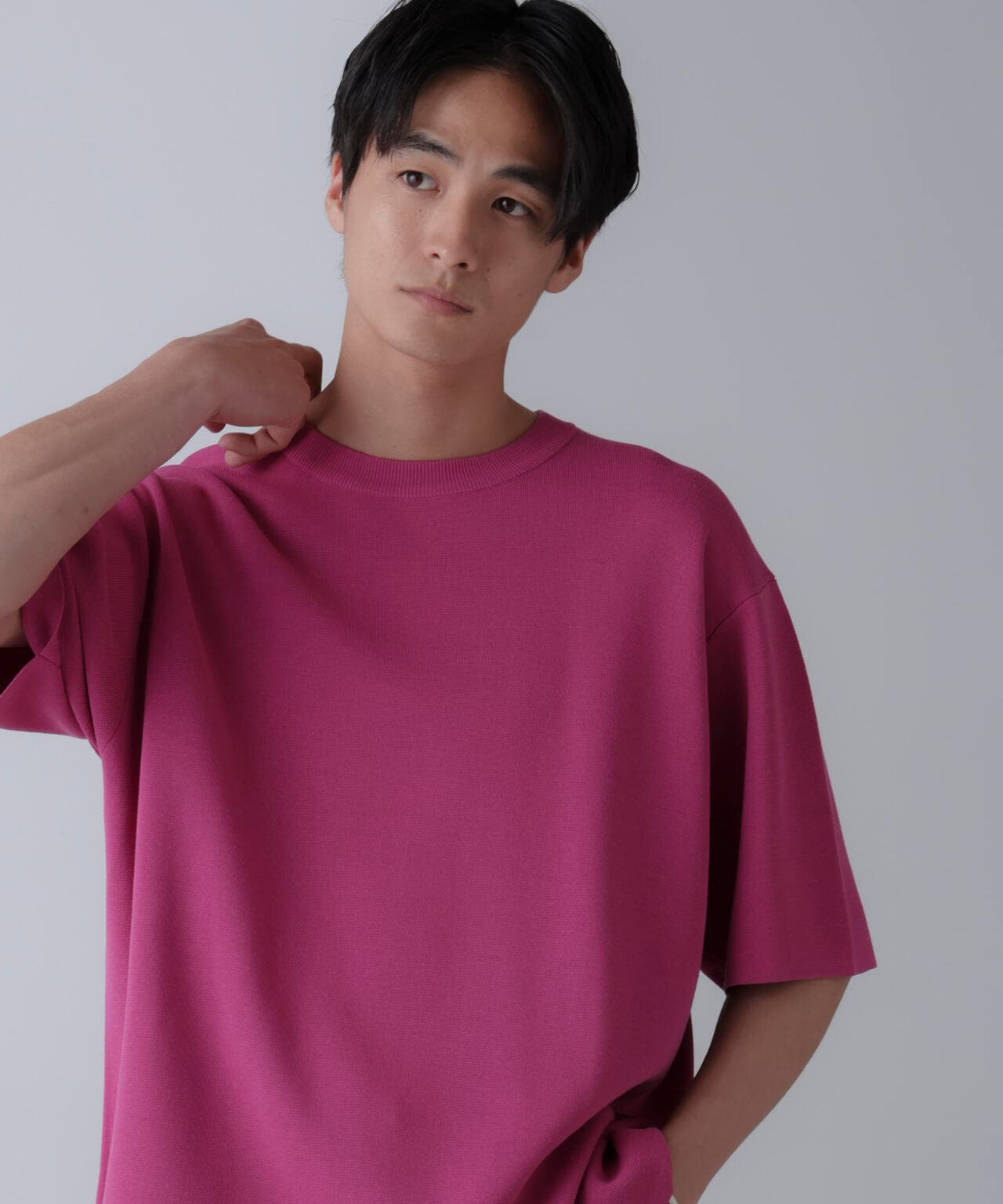 14ゲージミラノリブニット クルーネック 半袖(手洗い可能) 6684222204