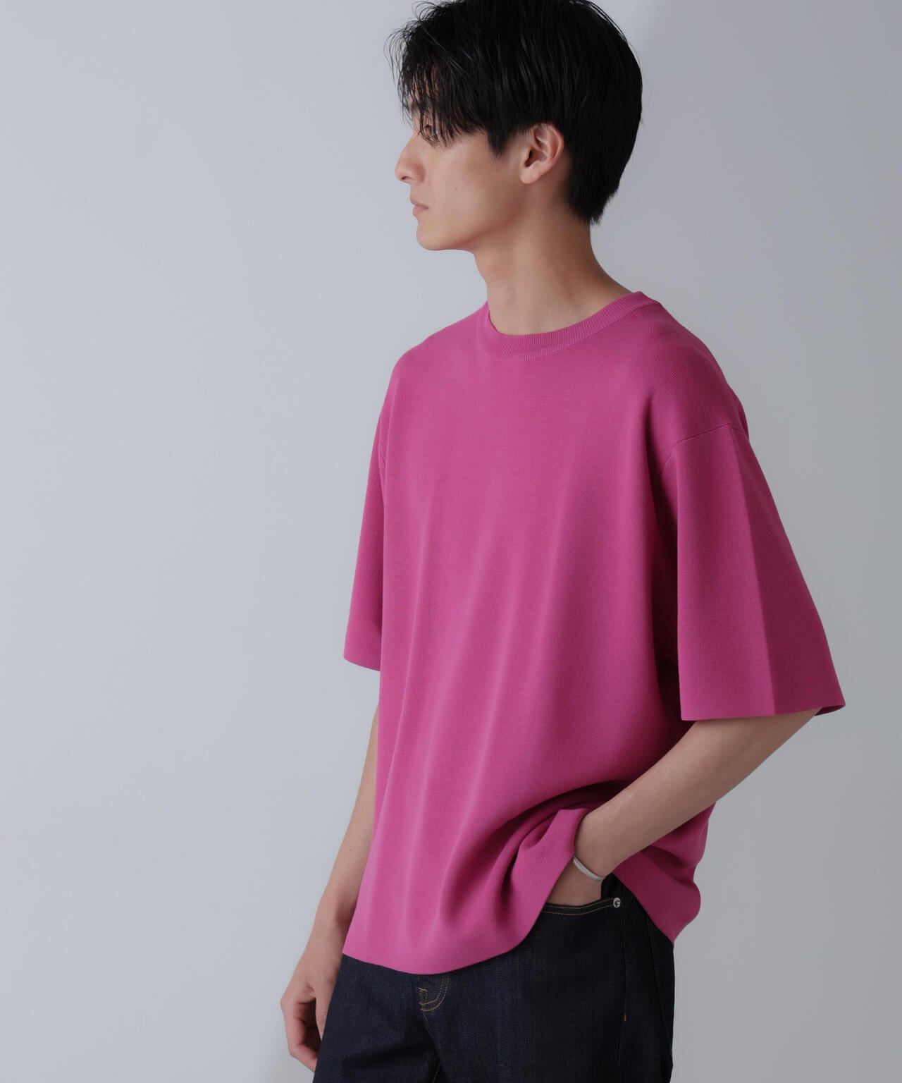 14ゲージミラノリブニット クルーネック 半袖(手洗い可能) 6684222204