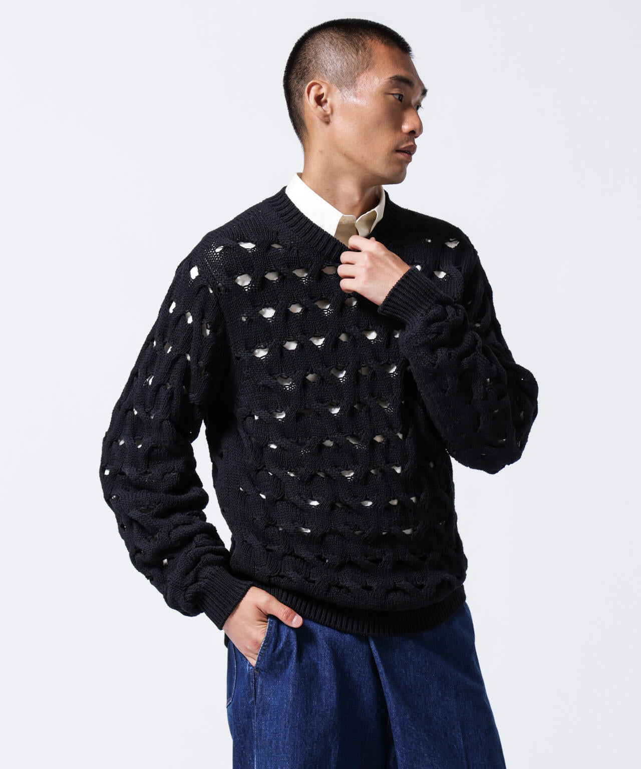 「ASSEMBLANC」リリーヤーンアイレットケーブルプルオーバー 6684222218