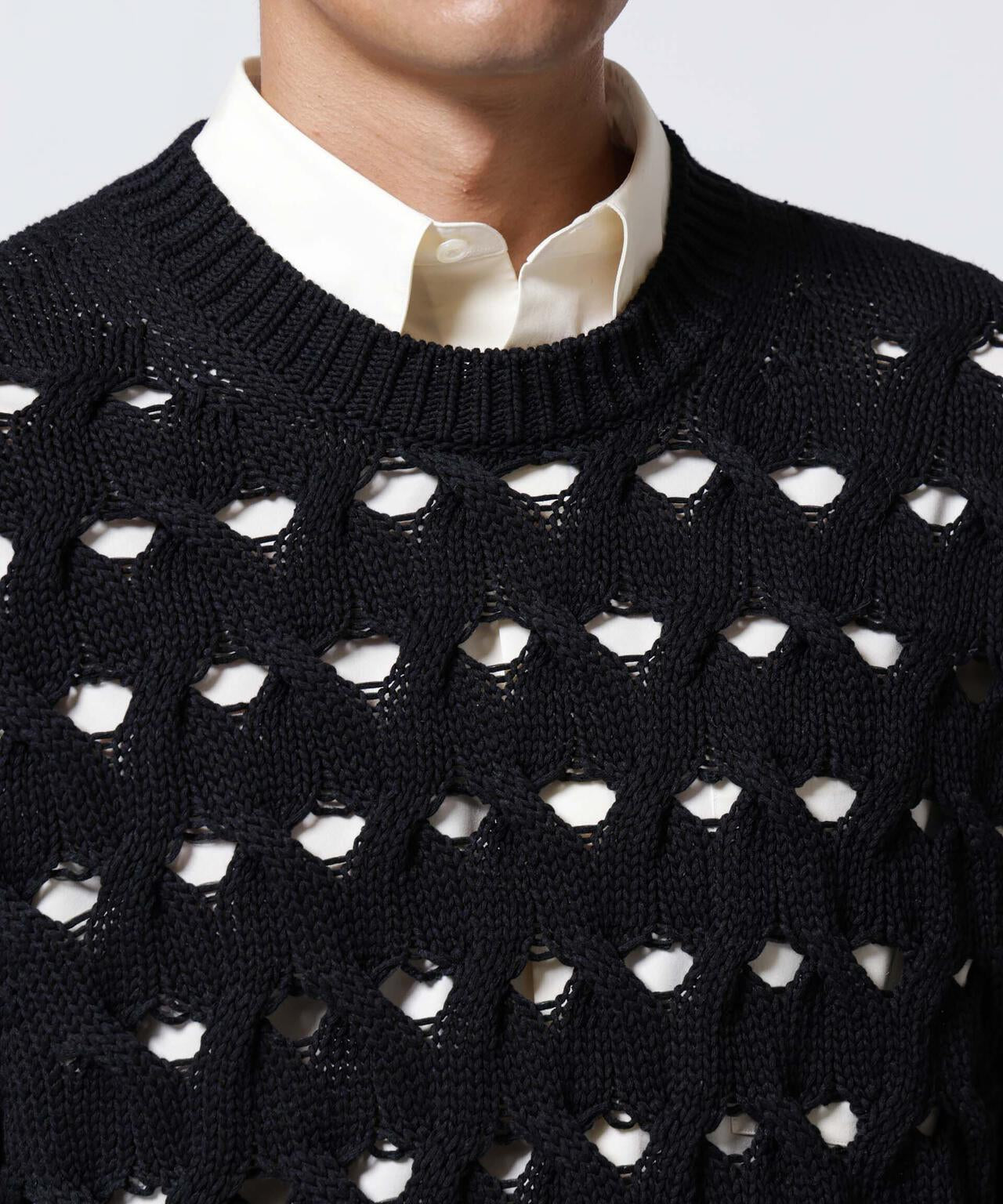 「ASSEMBLANC」リリーヤーンアイレットケーブルプルオーバー 6684222218