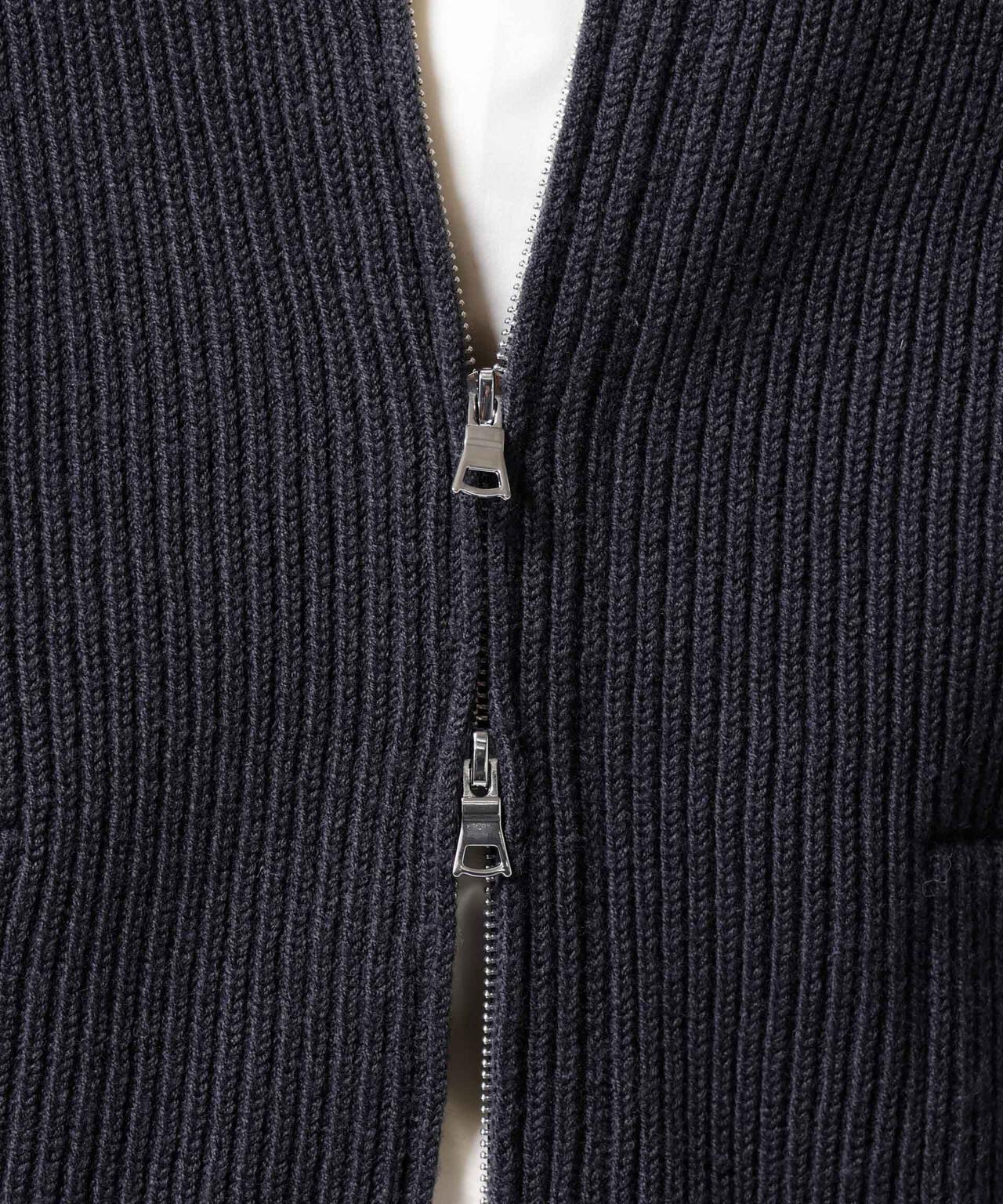 「ASSEMBLANC」フレンチウールスカーフカラージップニット 6684222233