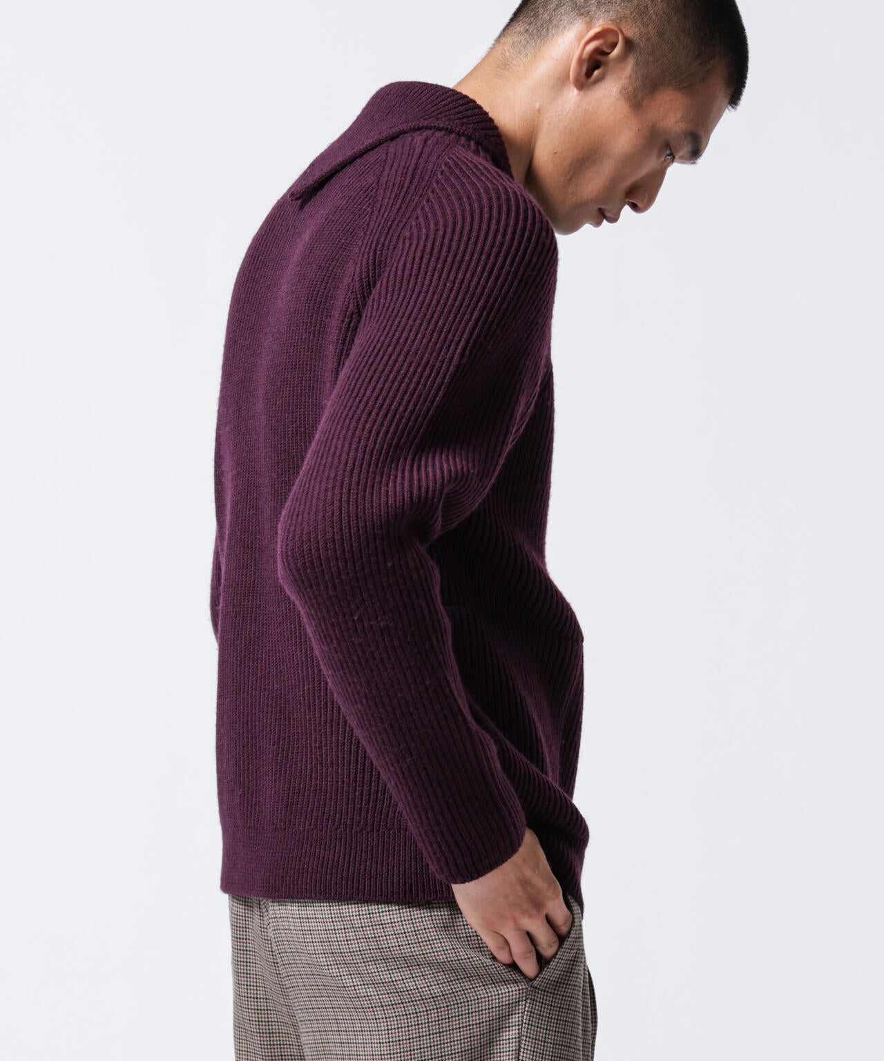 「ASSEMBLANC」フレンチウールスカーフカラージップニット 6684222233