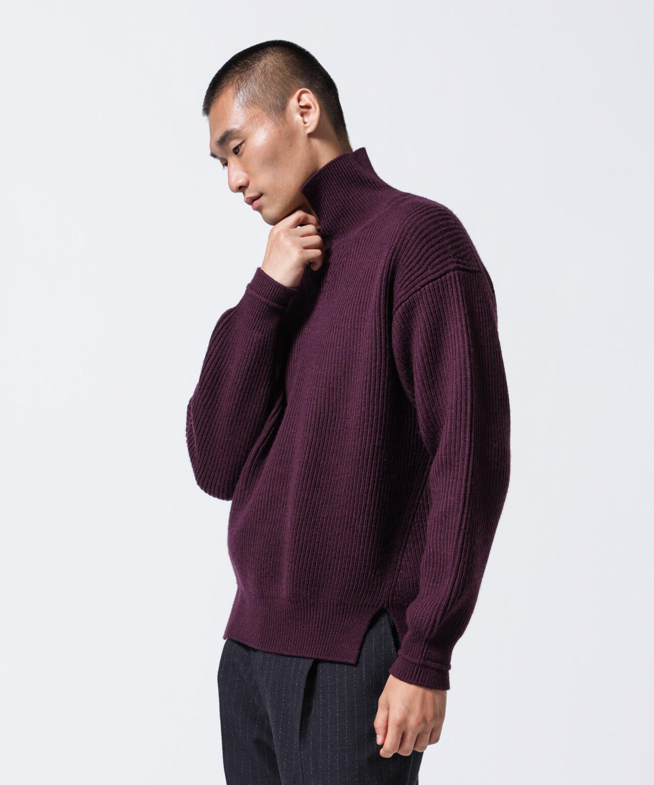 「ASSEMBLANC」フレンチウールアゼ編みハイネックプルオーバー 6684222234