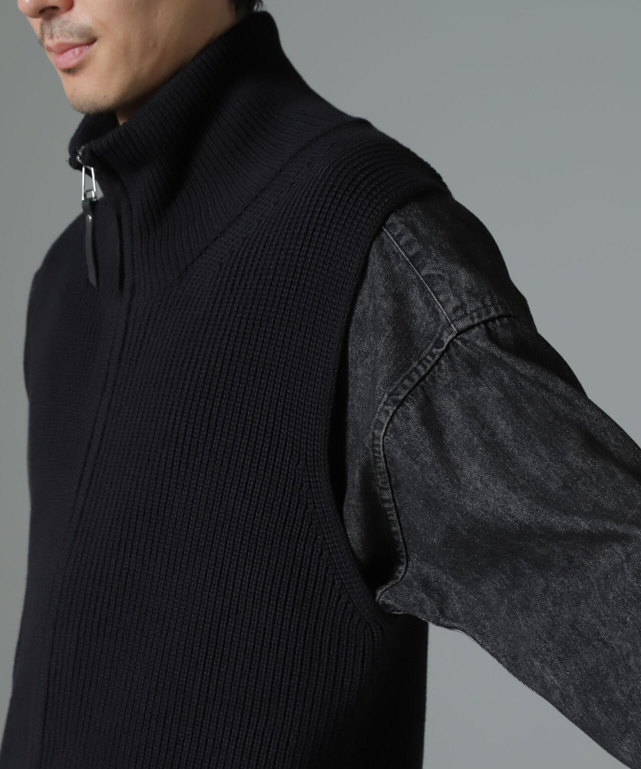 片アゼドライバーズジップニットベスト 6684222236