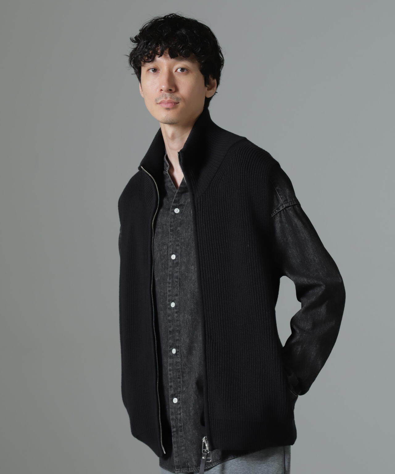 片アゼドライバーズジップニットベスト 6684222236