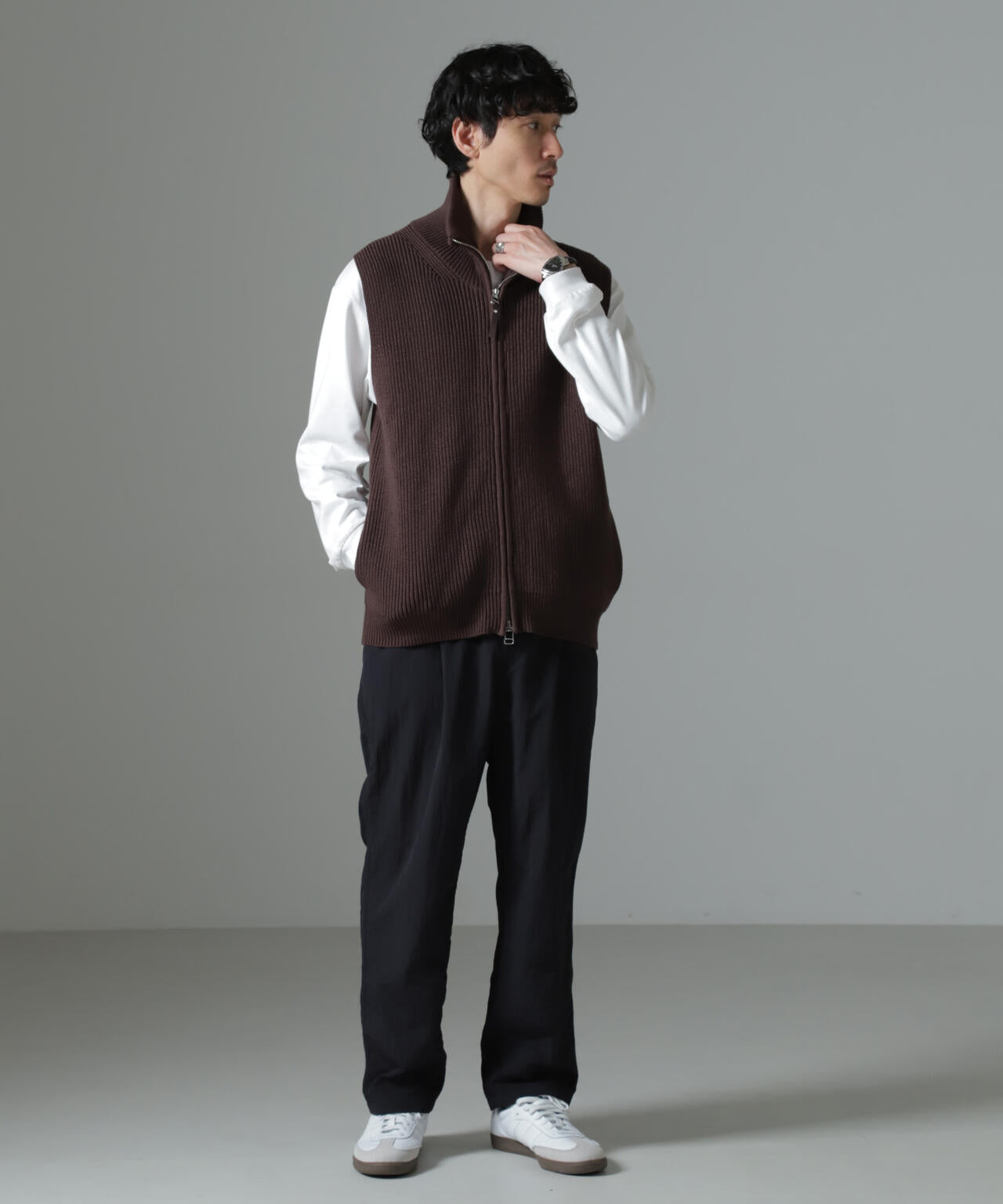 片アゼドライバーズジップニットベスト 6684222236