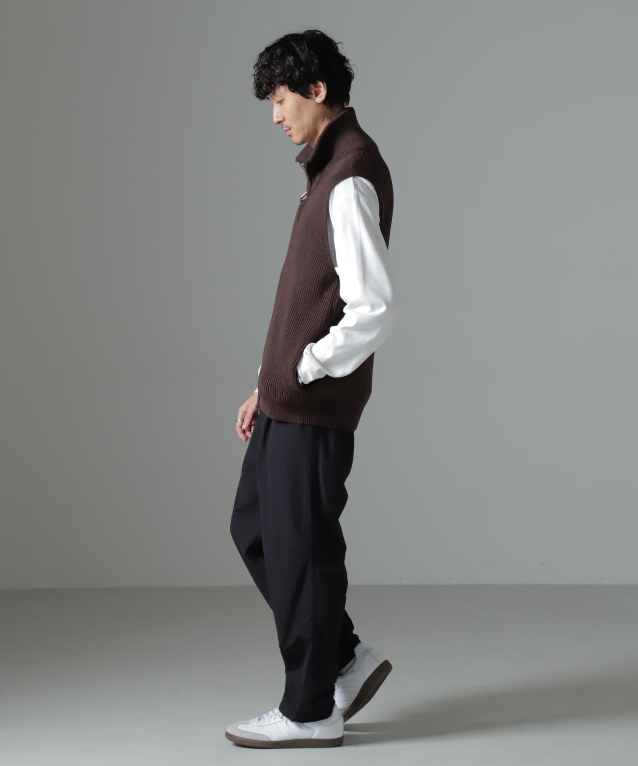 片アゼドライバーズジップニットベスト 6684222236