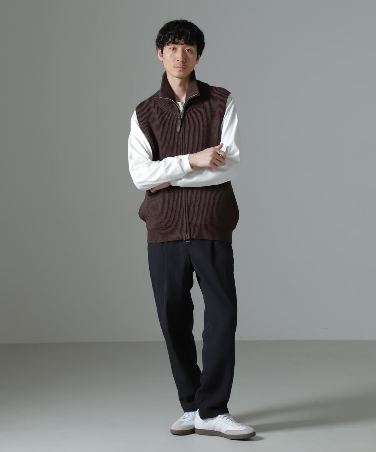 片アゼドライバーズジップニットベスト 6684222236