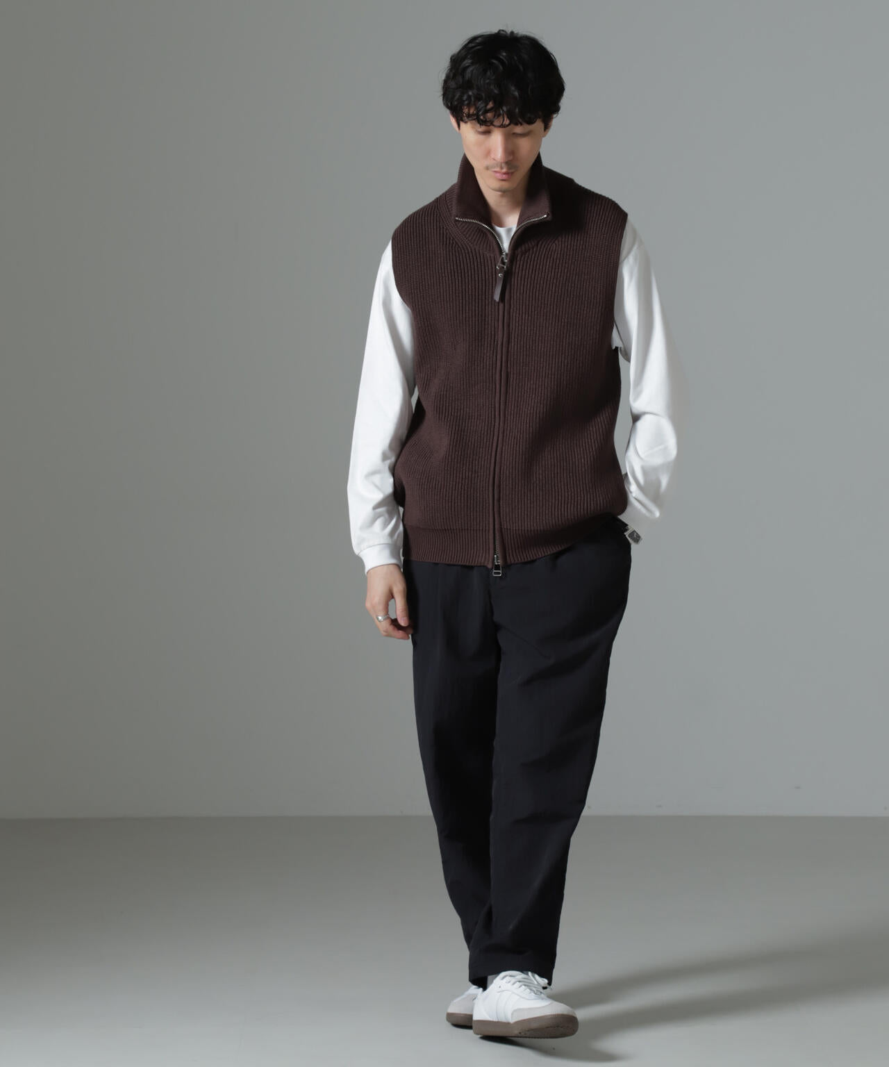 片アゼドライバーズジップニットベスト 6684222236