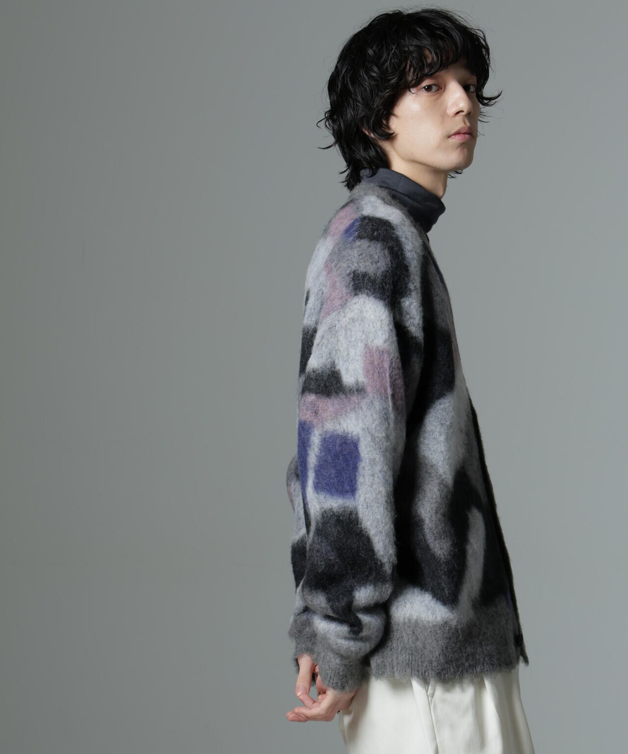 「着るアート」YUTAKA KAWAI モヘヤミックスカーディガン 6684222252
