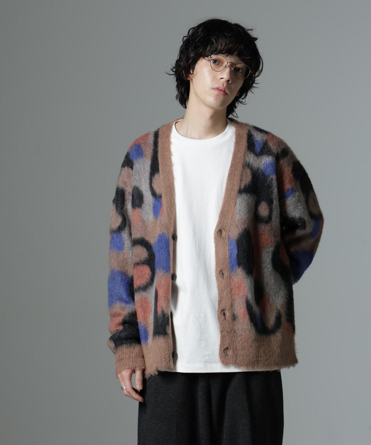 「着るアート」YUTAKA KAWAI モヘヤミックスカーディガン 6684222252