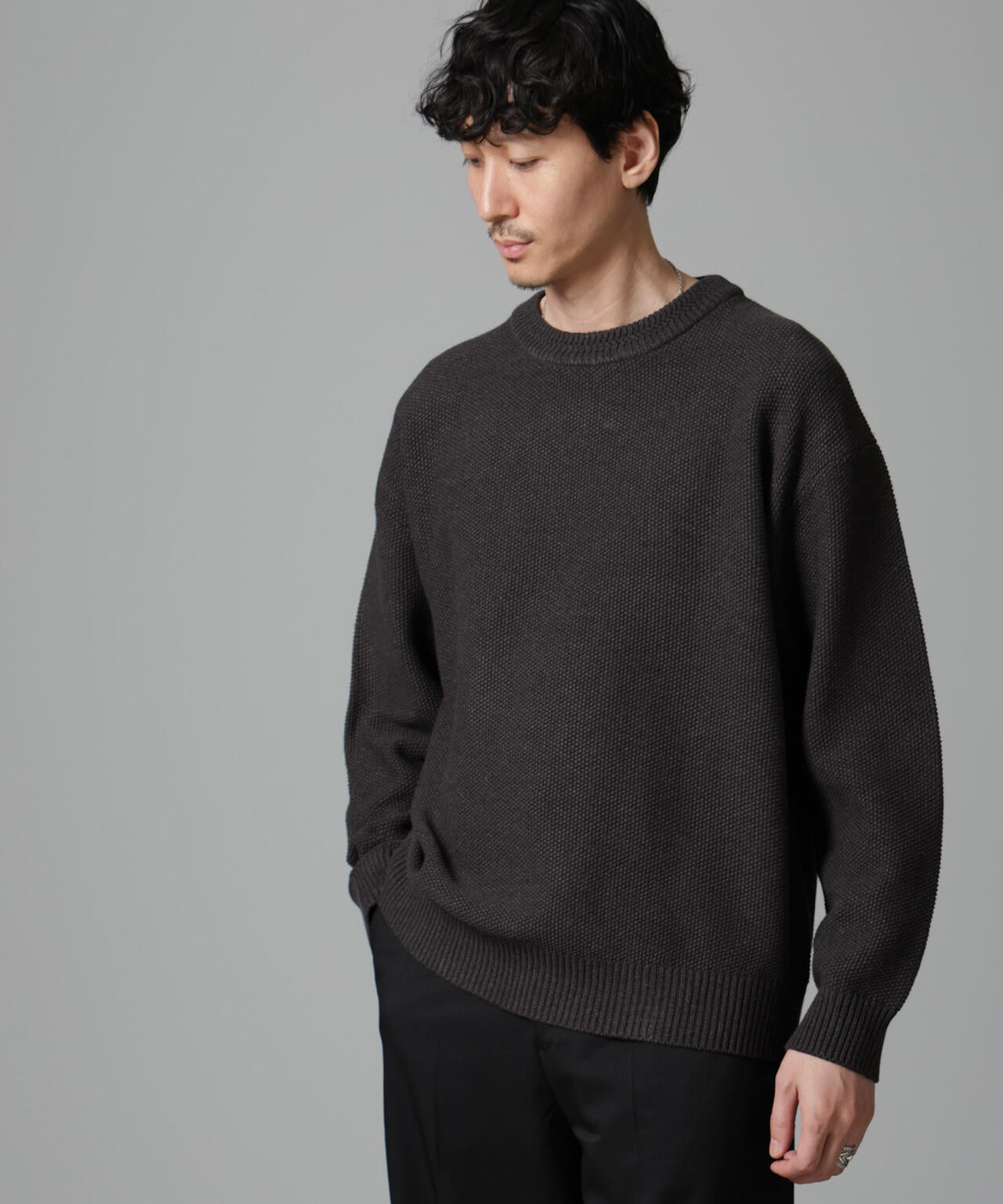 コットンバルキーカノコクルーネックニット 6684222254