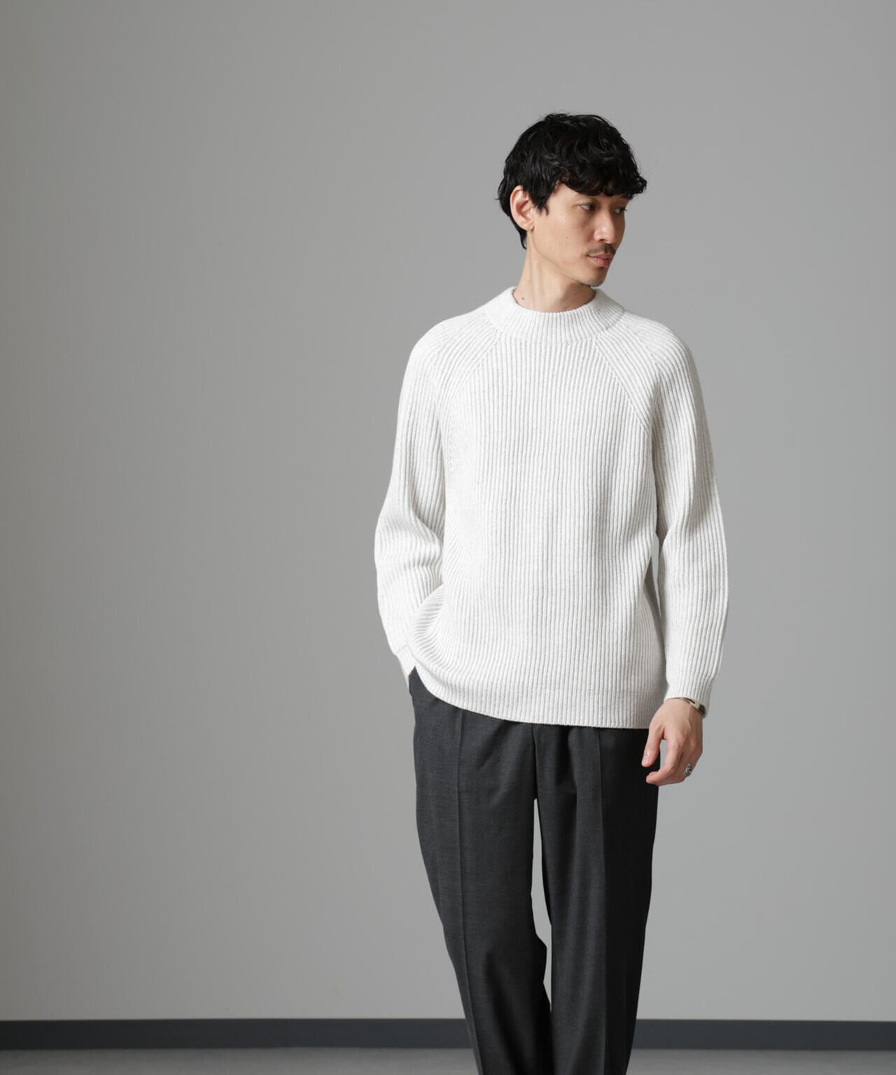 コットンバルキーモックネックニット 6684222255