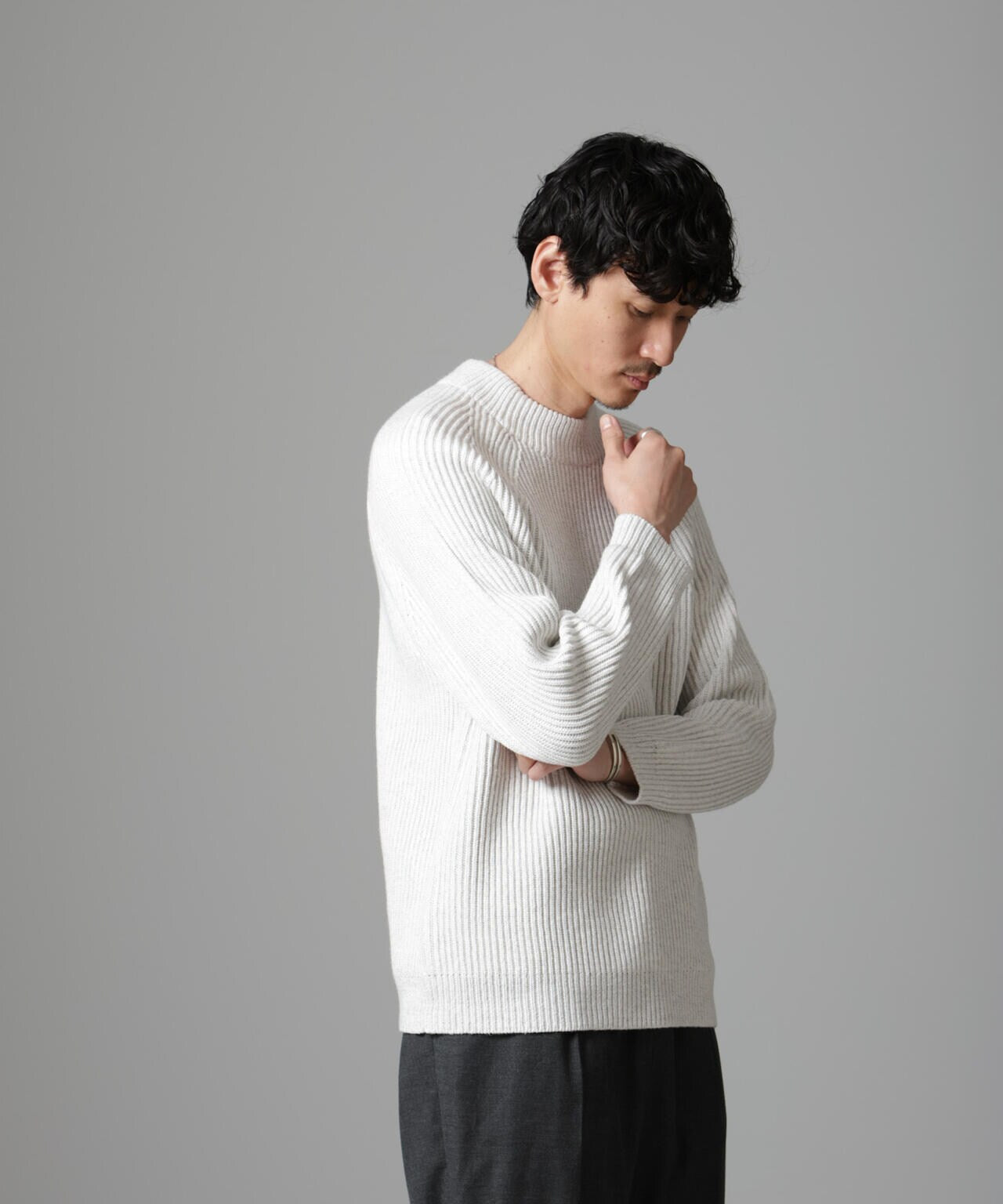 コットンバルキーモックネックニット 6684222255