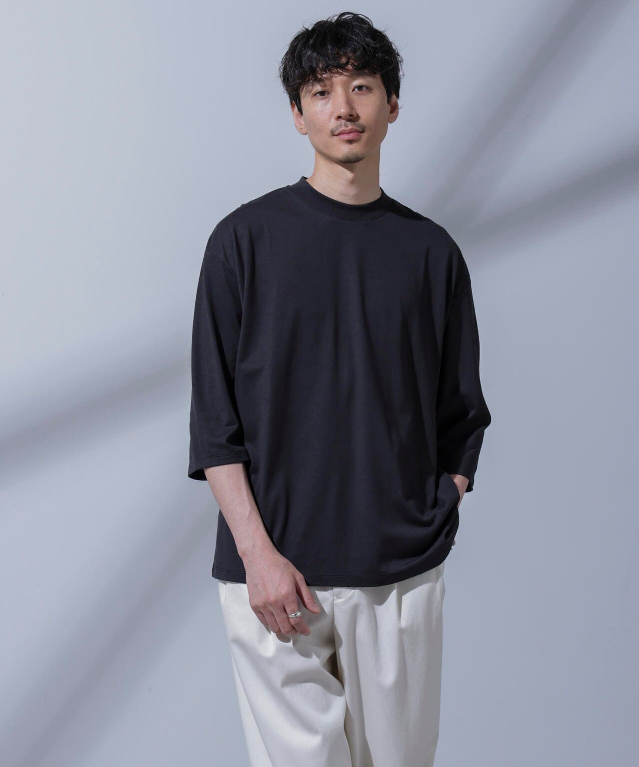 Anti Soaked(R) 汗染み防止 クルーネックワイドTシャツ七分袖 6684223203