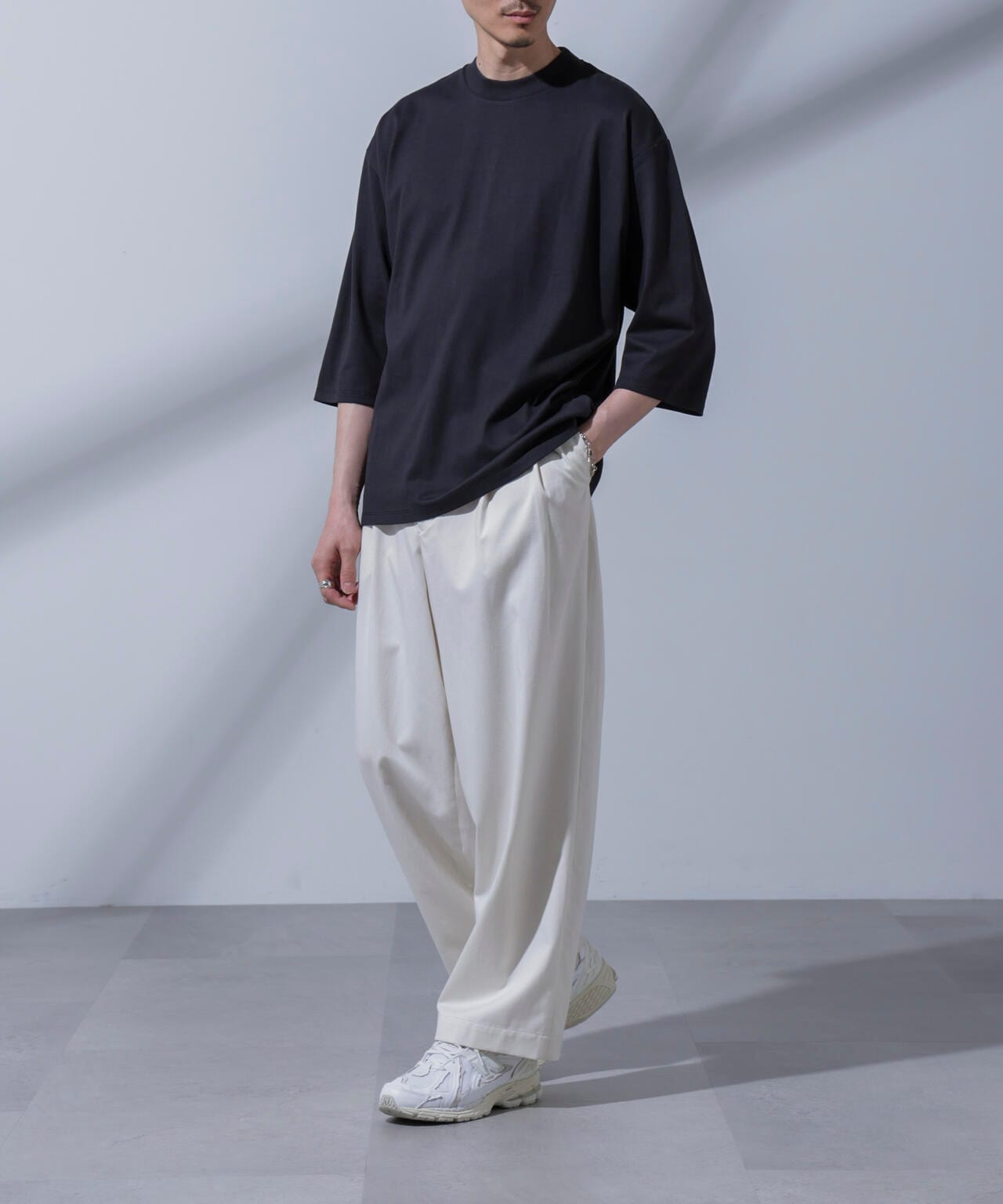 Anti Soaked(R) 汗染み防止 クルーネックワイドTシャツ七分袖 6684223203