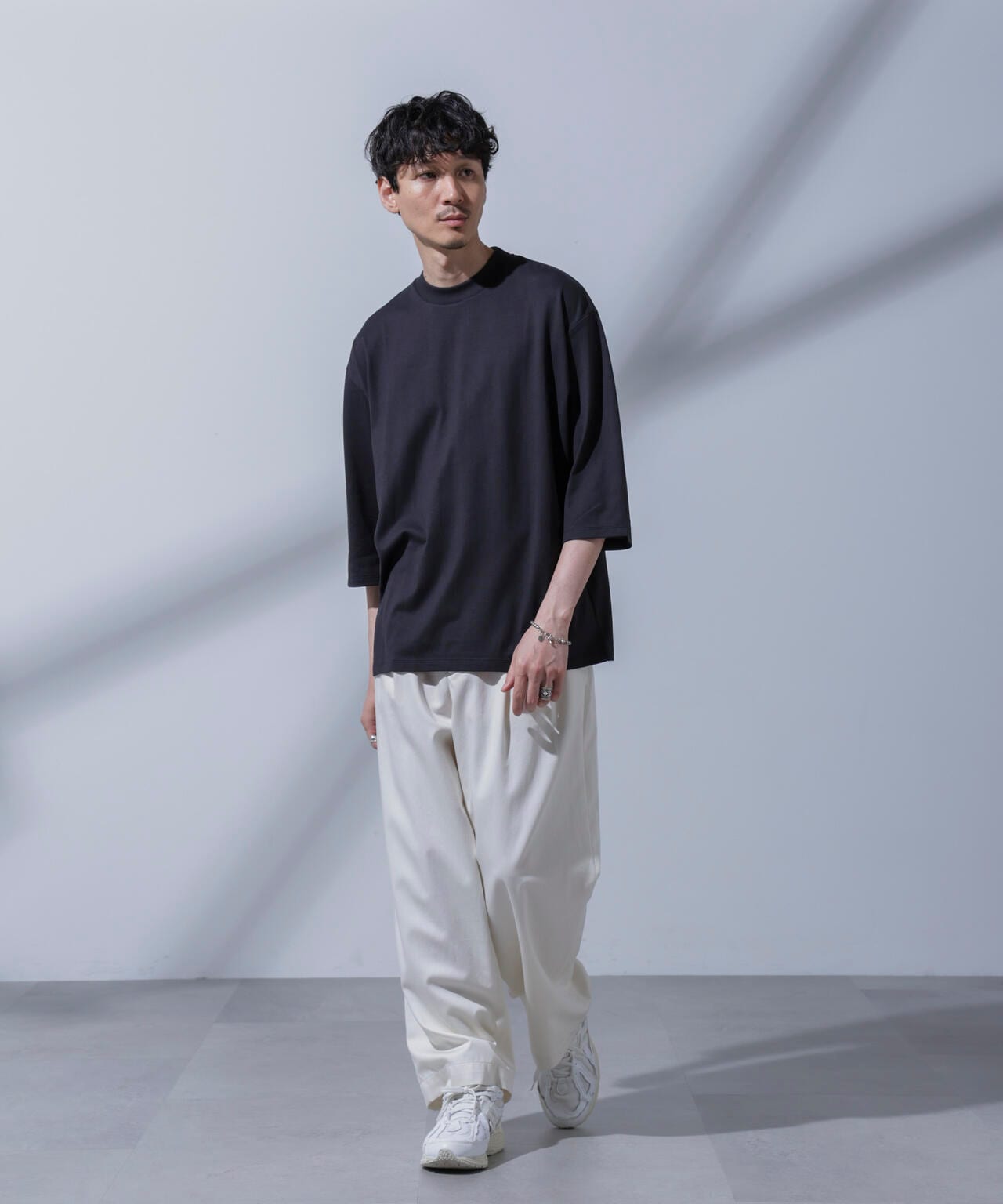 Anti Soaked(R) 汗染み防止 クルーネックワイドTシャツ七分袖 6684223203