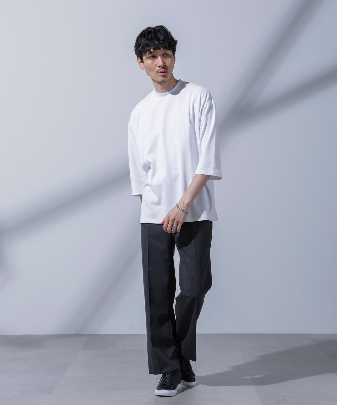Anti Soaked(R) 汗染み防止 クルーネックワイドTシャツ七分袖 6684223203