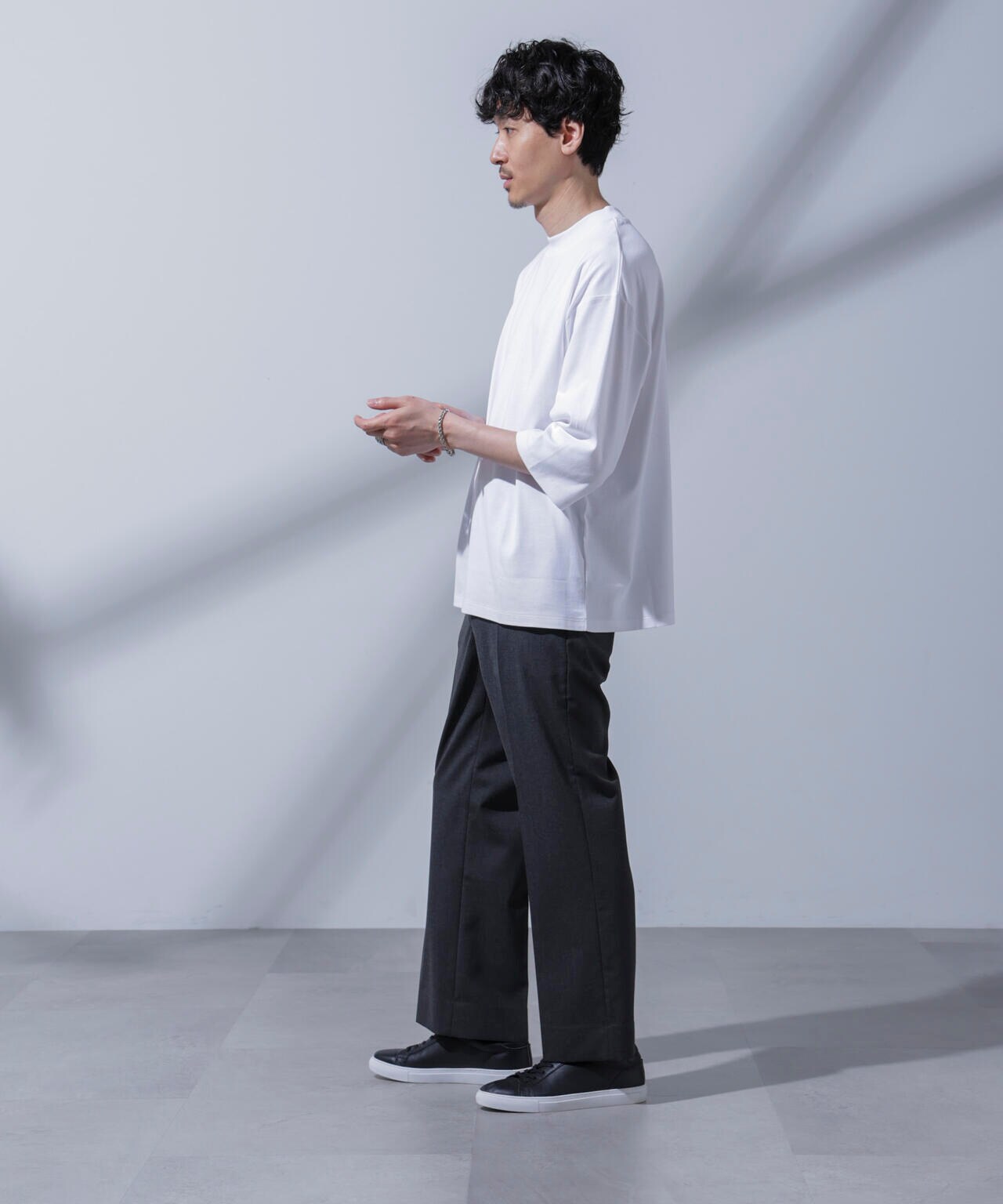 Anti Soaked(R) 汗染み防止 クルーネックワイドTシャツ七分袖 6684223203