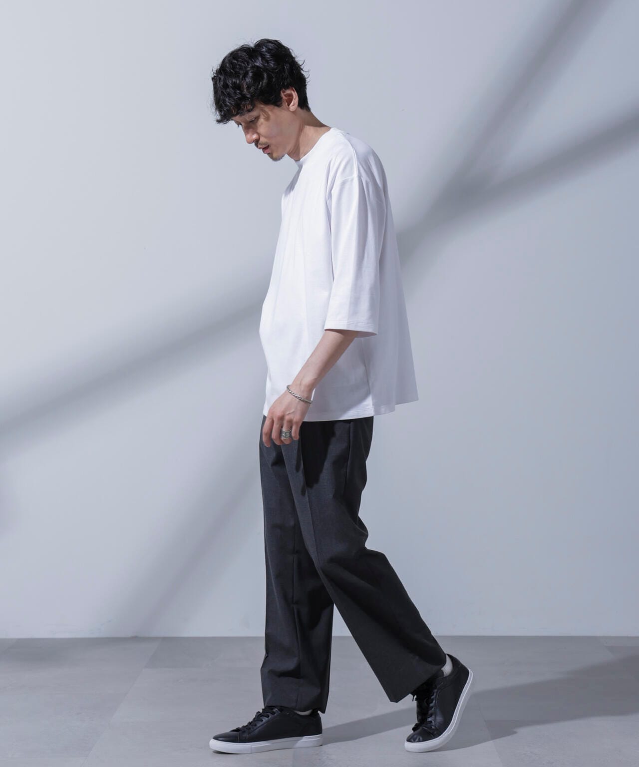 Anti Soaked(R) 汗染み防止 クルーネックワイドTシャツ七分袖 6684223203