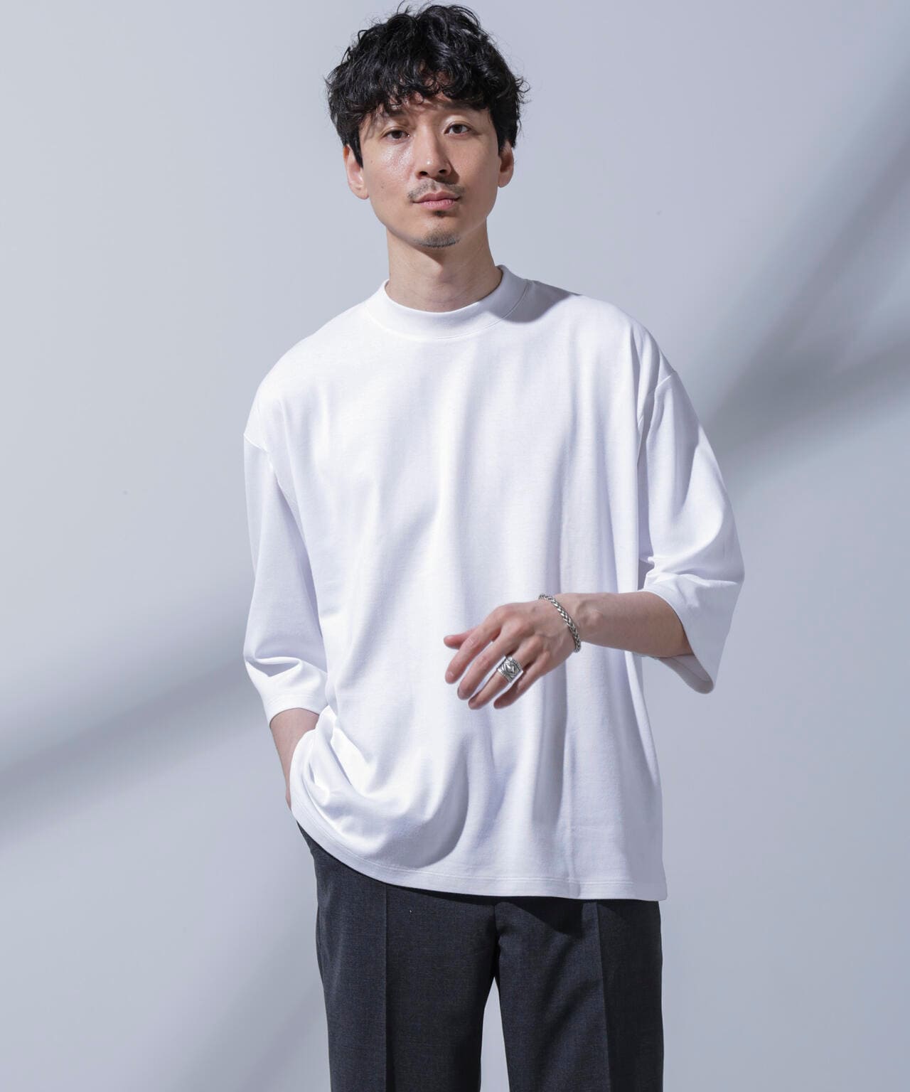 Anti Soaked(R) 汗染み防止 クルーネックワイドTシャツ七分袖 6684223203