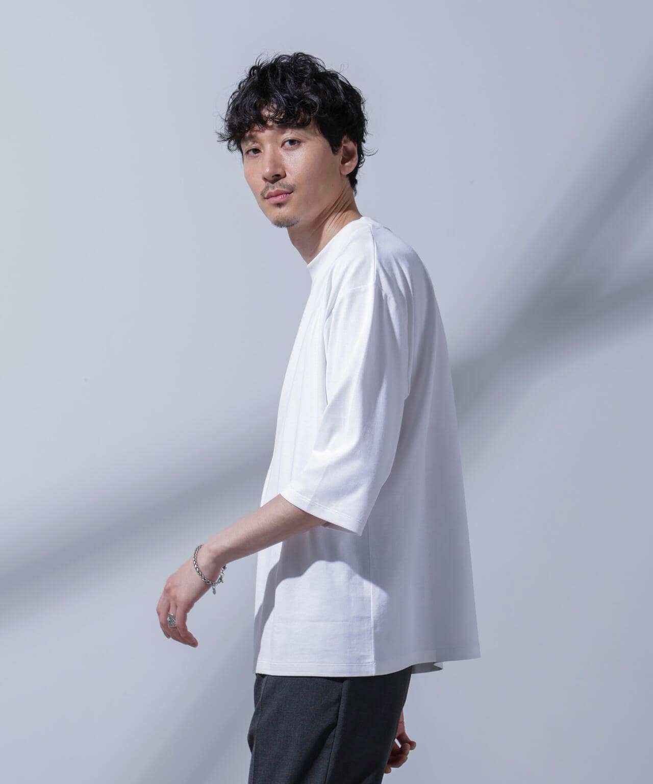 Anti Soaked(R) 汗染み防止 クルーネックワイドTシャツ七分袖 6684223203