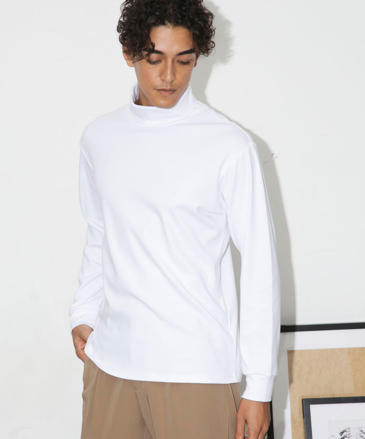 Anti Soaked(R) 汗染み防止 スムースタートルネックTシャツ 長袖 6684223206
