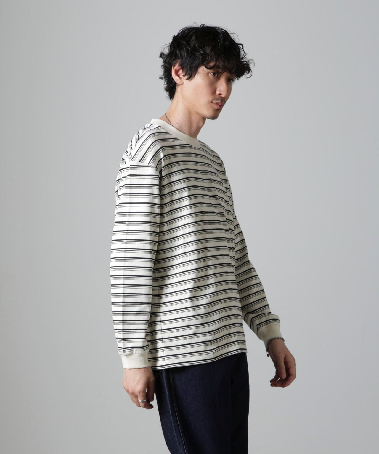 Anti Soaked(R)  ランダムボーダークルーネックTシャツ 長袖 6684223213