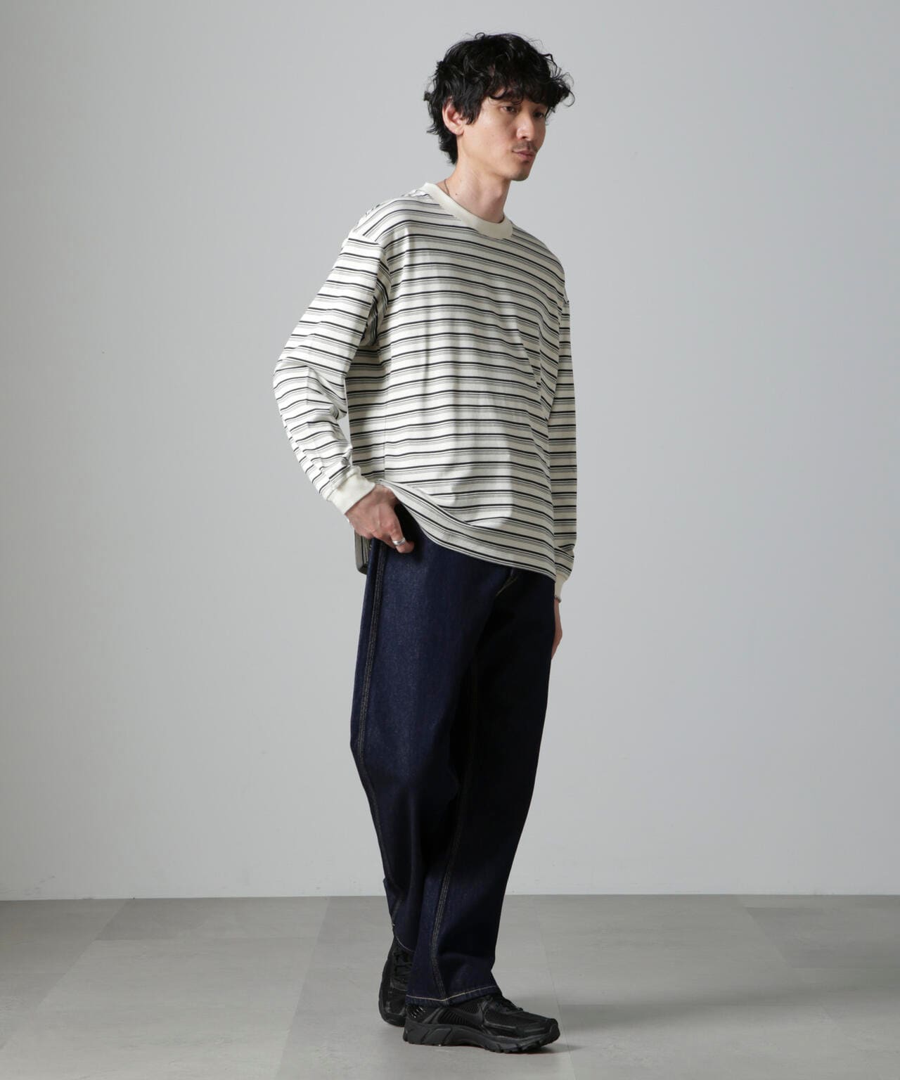 Anti Soaked(R)  ランダムボーダークルーネックTシャツ 長袖 6684223213