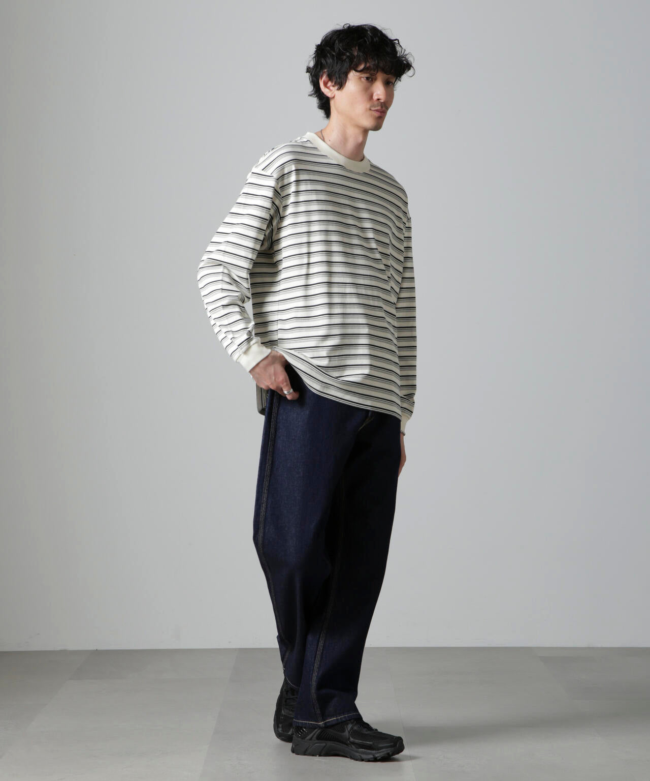 Anti Soaked(R) ランダムボーダークルーネックTシャツ 長袖 6684223213