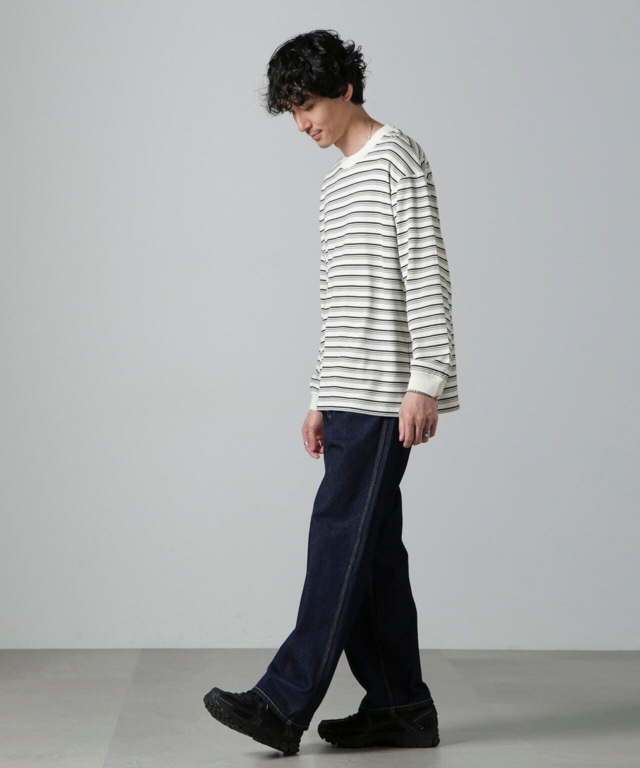 Anti Soaked(R)  ランダムボーダークルーネックTシャツ 長袖 6684223213