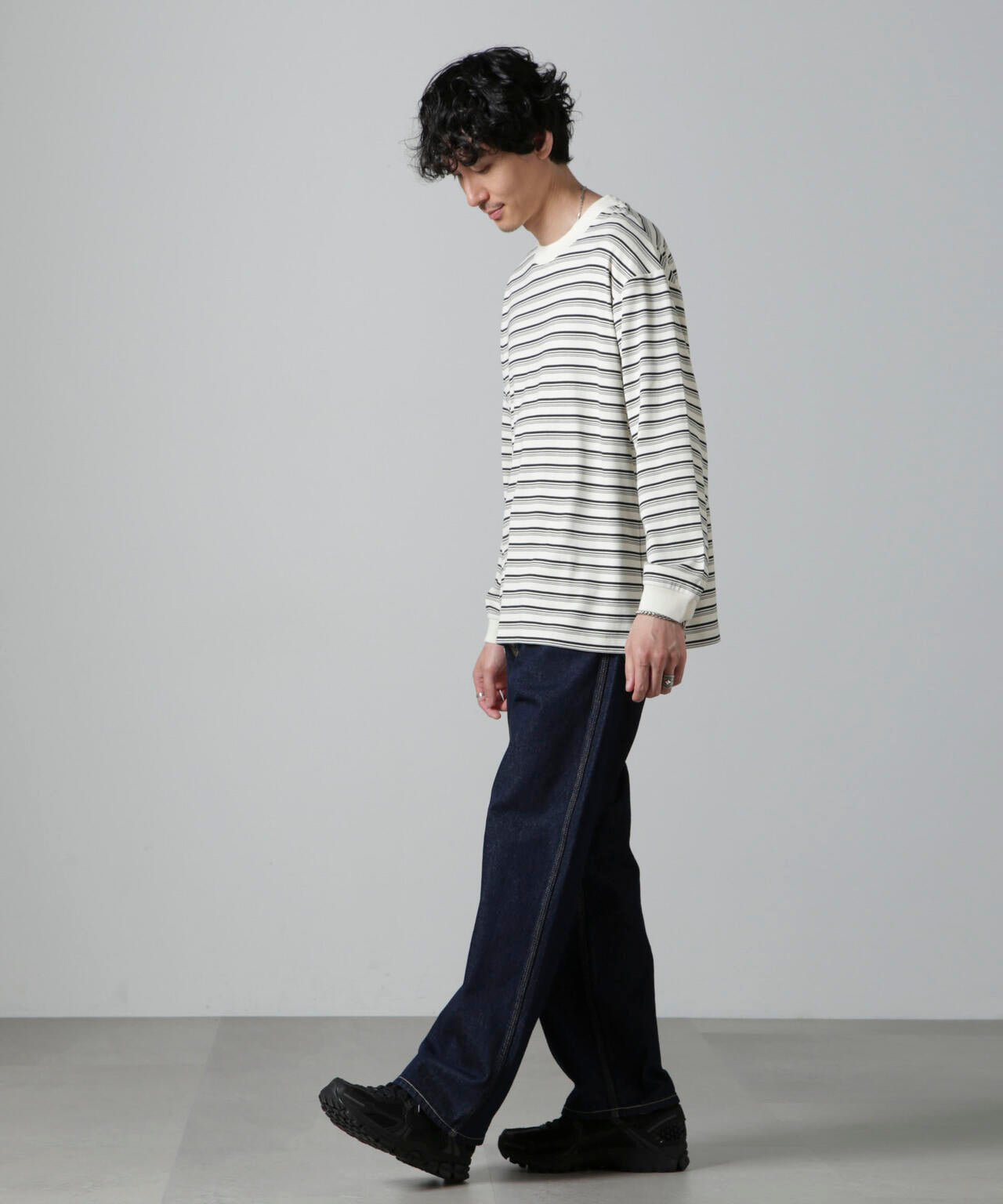 Anti Soaked(R) ランダムボーダークルーネックTシャツ 長袖 6684223213