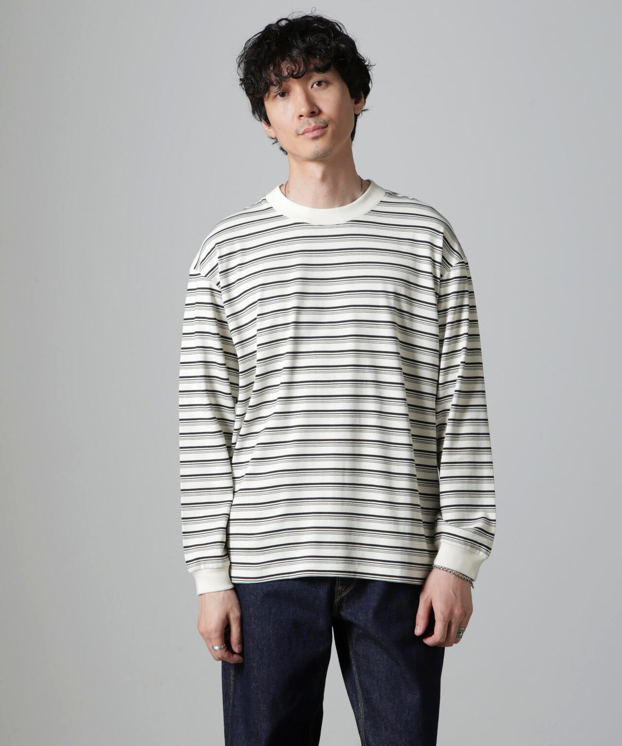 Anti Soaked(R) ランダムボーダークルーネックTシャツ 長袖 6684223213