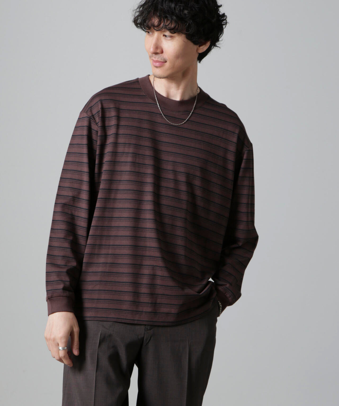 Anti Soaked(R) ランダムボーダークルーネックTシャツ 長袖 6684223213