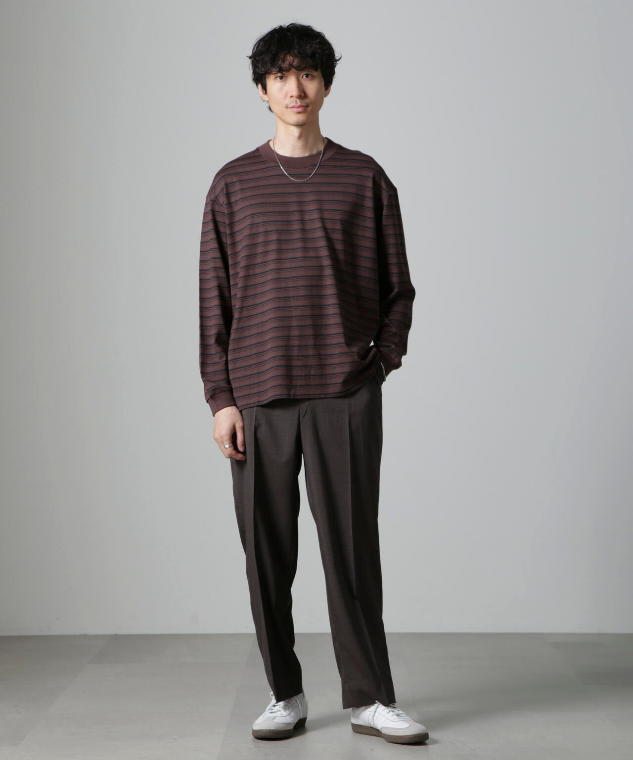 Anti Soaked(R) ランダムボーダークルーネックTシャツ 長袖 6684223213