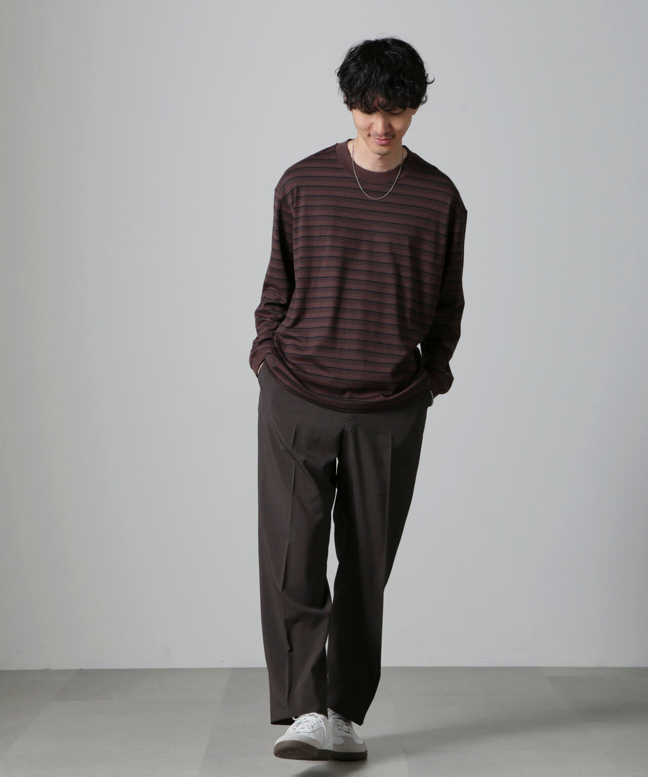 Anti Soaked(R) ランダムボーダークルーネックTシャツ 長袖 6684223213